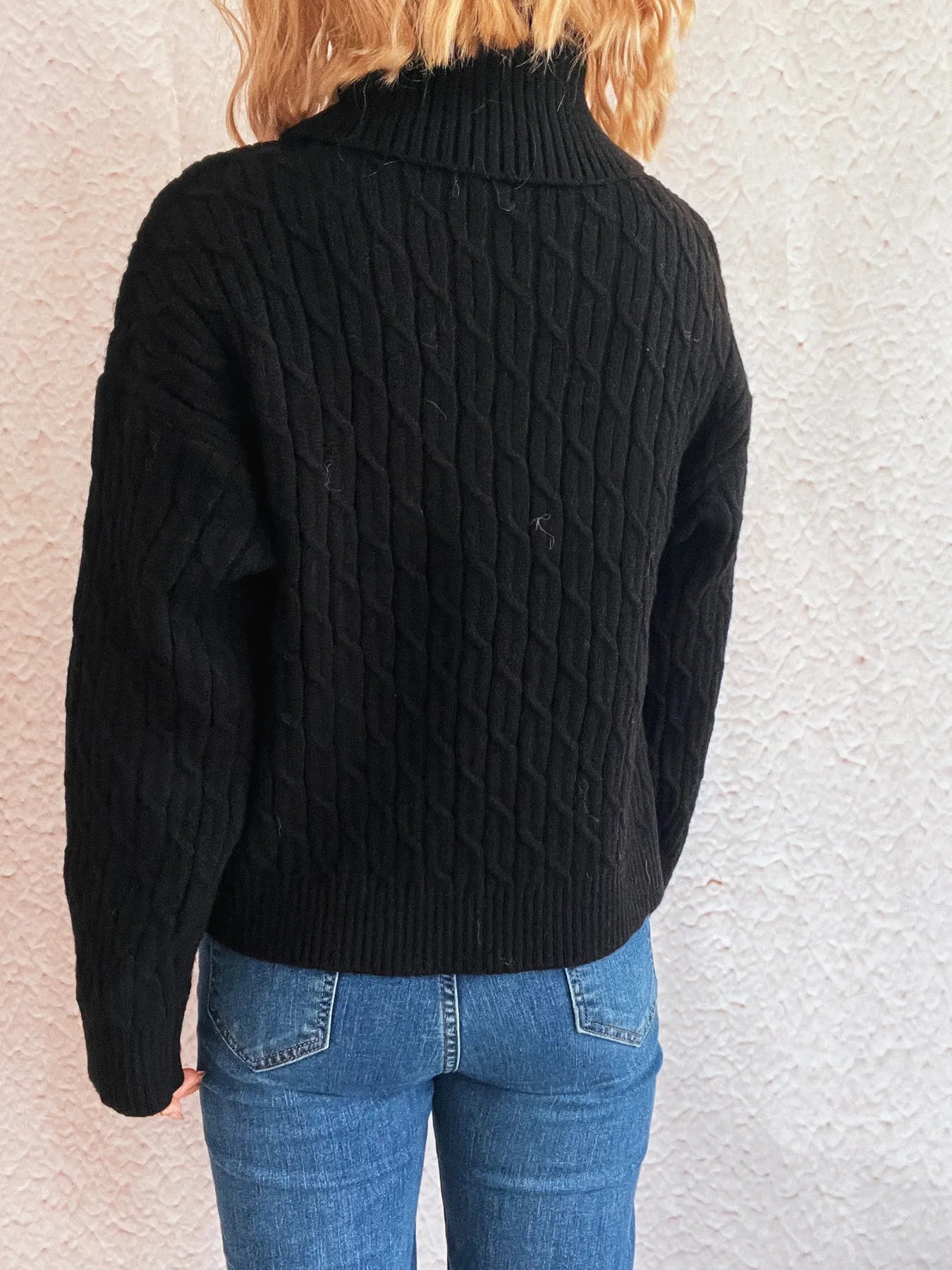 Pumpkin Turtleneck Long Sleeve Sweater OutfitFlow