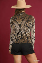 Umgee Damask Print Velvet Burnout Top OutfitFlow