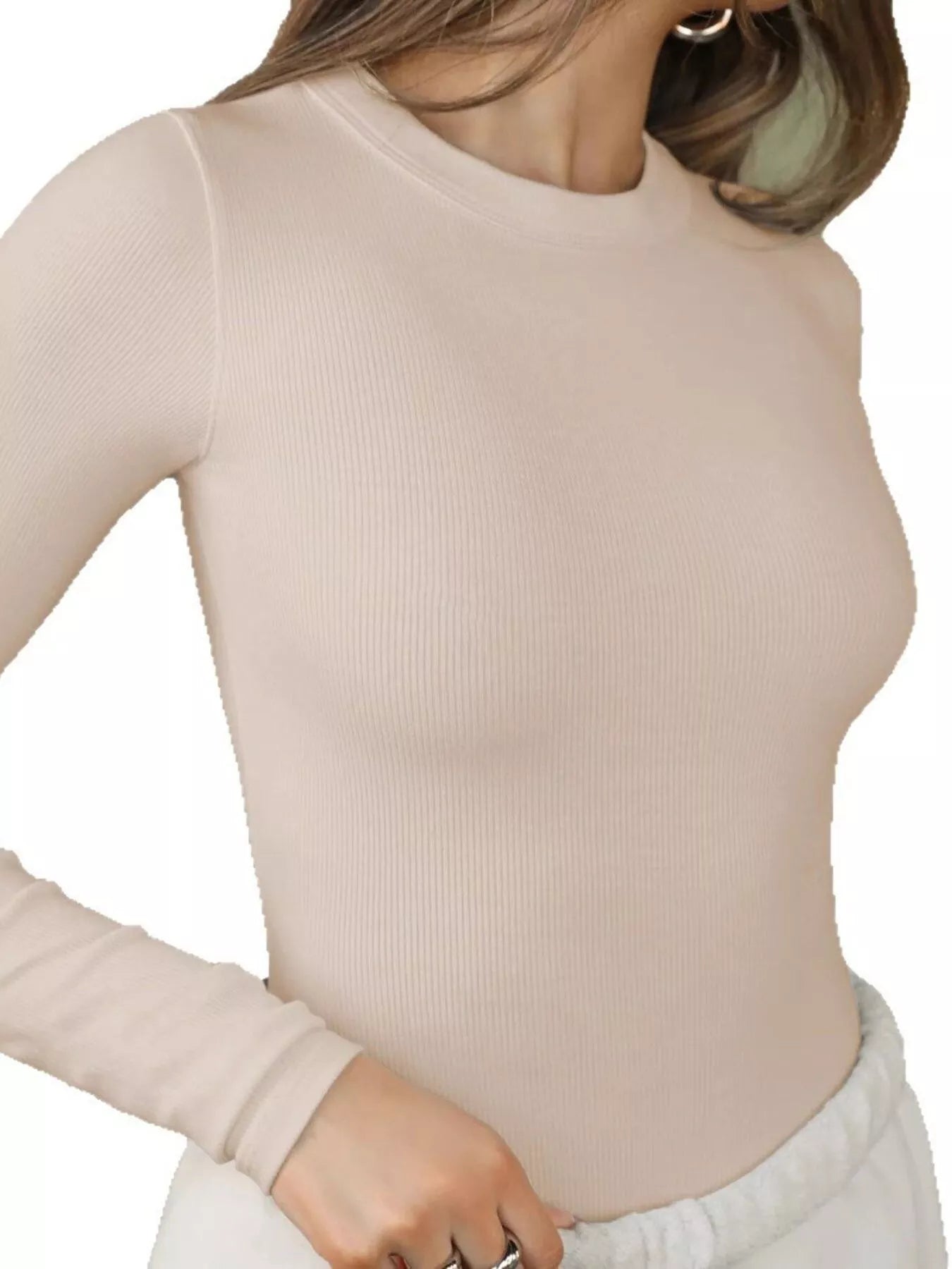 Long Sleeve Crop T-Shirt with Ribbed Texture Trendsi