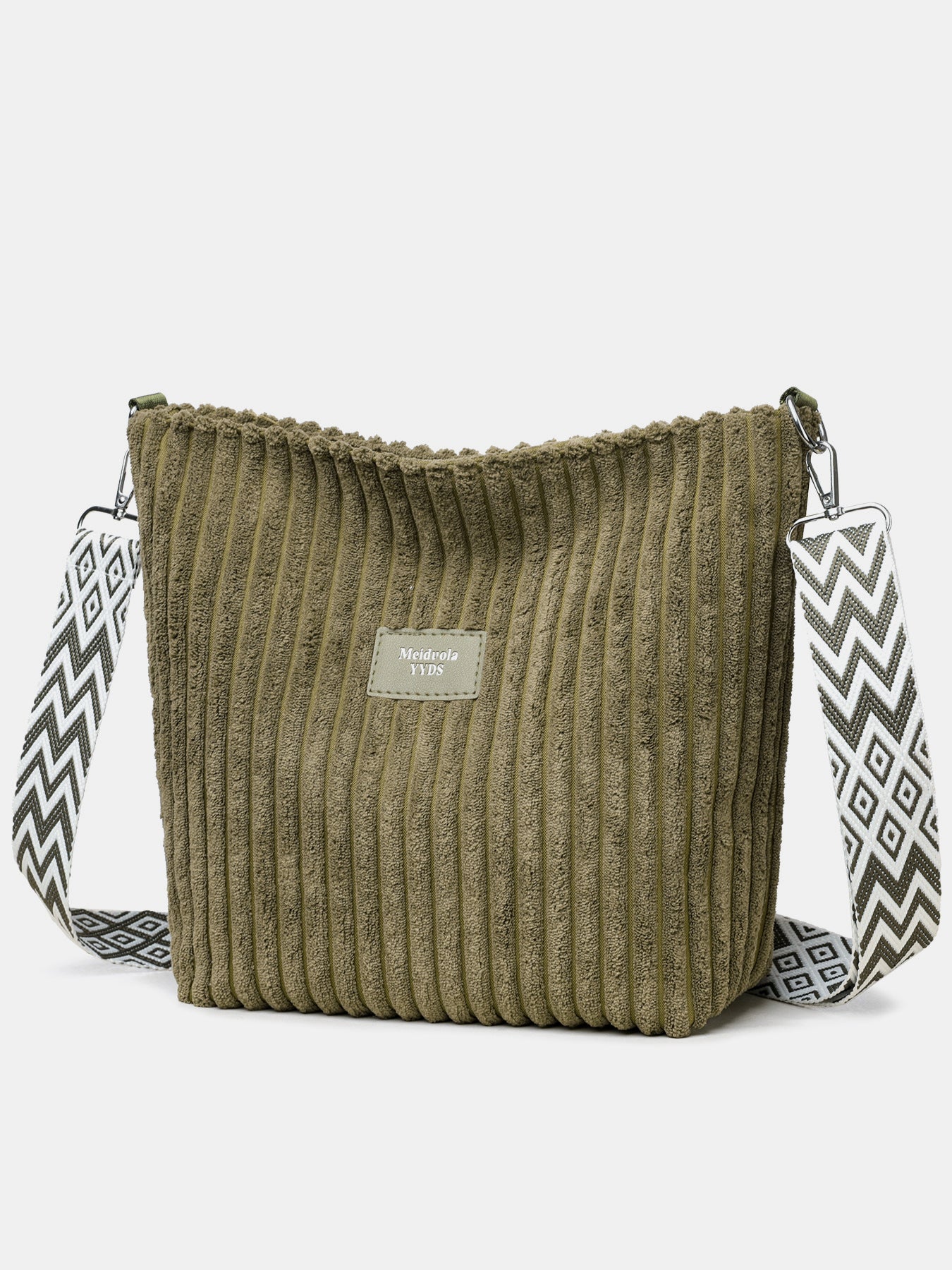 Corduroy Solid Color Crossbody Bag with Removable Strap OutfitFlow