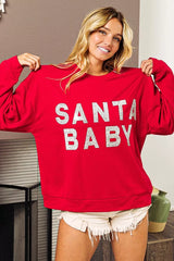 BiBi Santa Baby Lettering Christmas Sweatshirt OutfitFlow