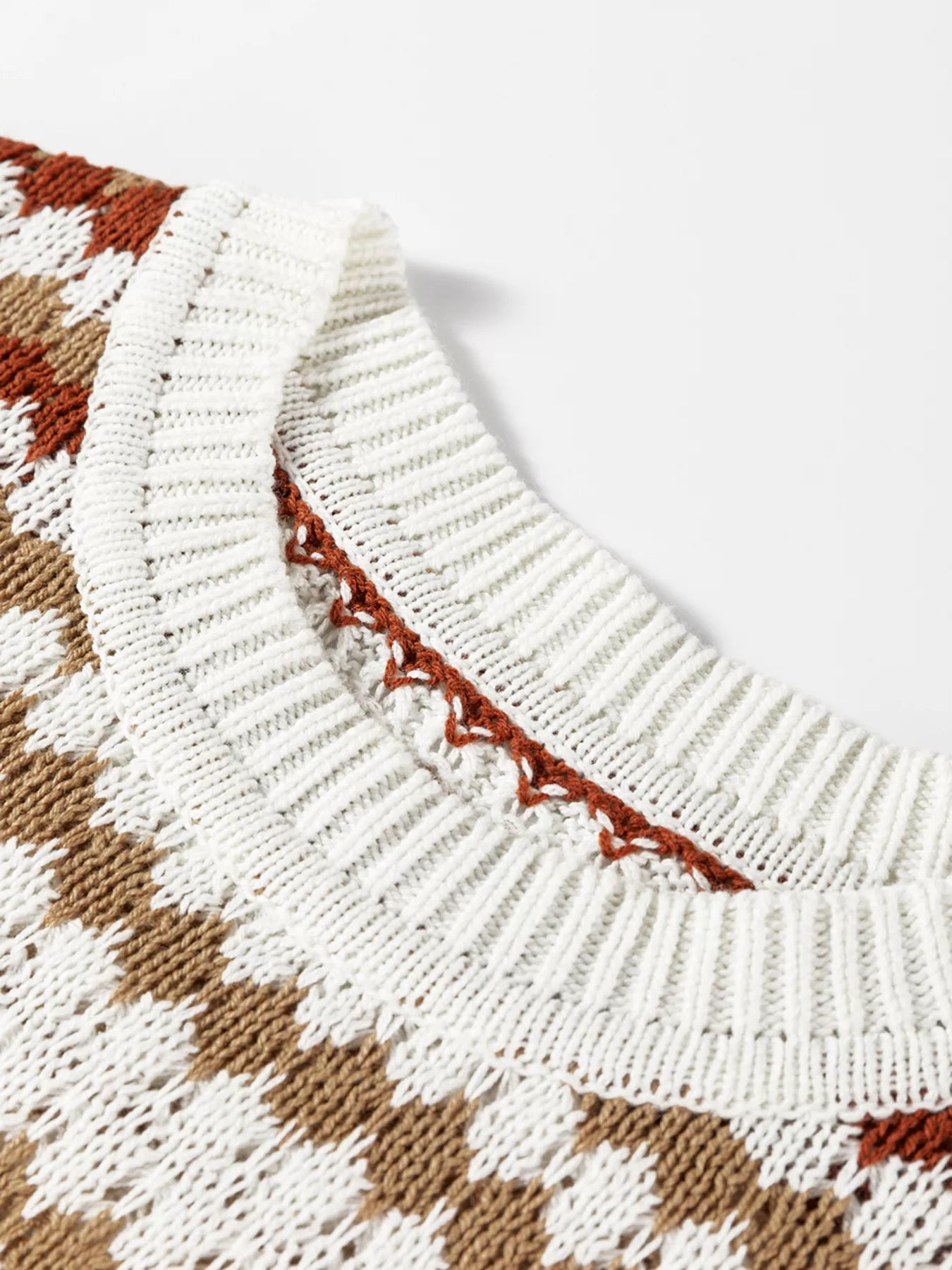 Stripe Eyelet Patterned Drop Shoulder Sweater OutfitFlow