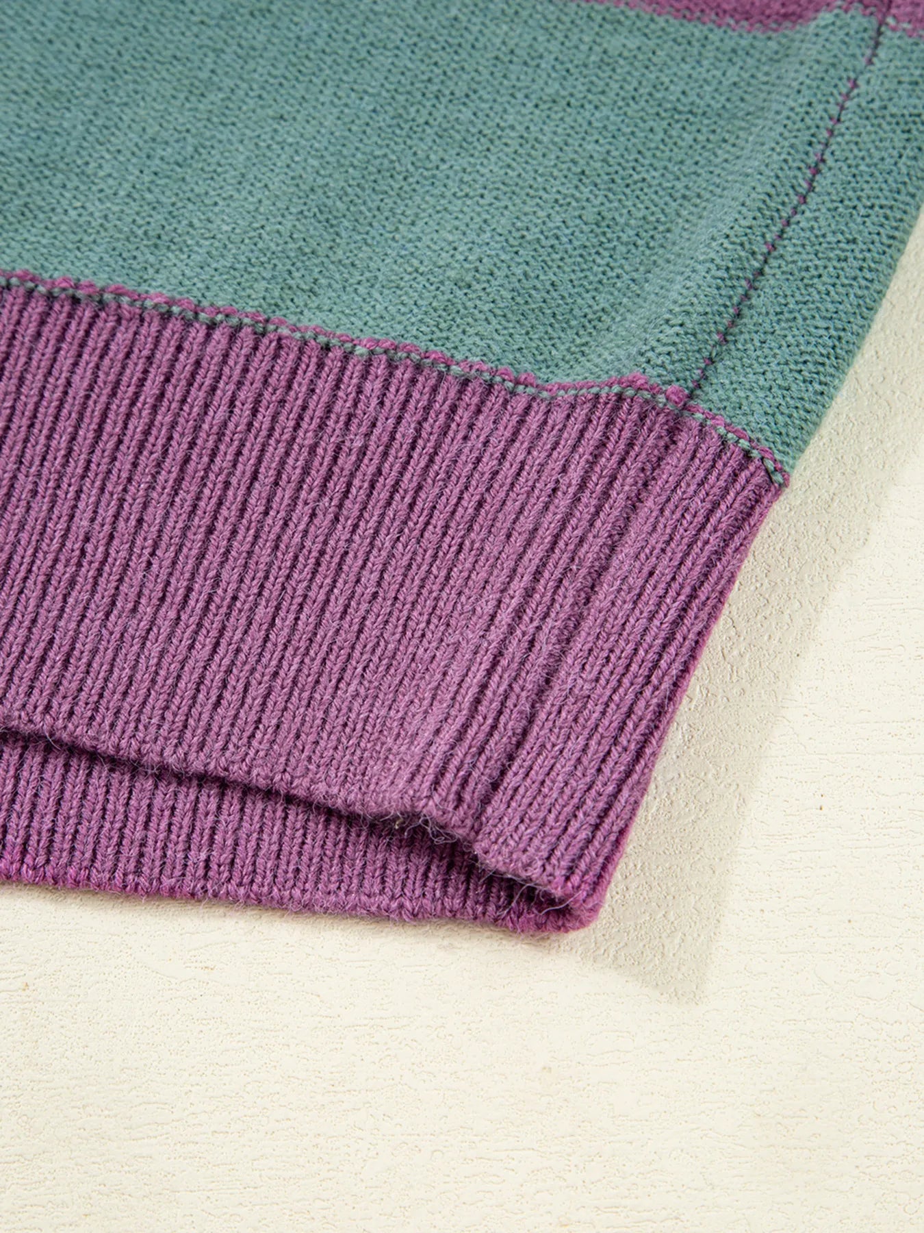 Stripe Drop Shoulder Ribbed Edge Sweater OutfitFlow