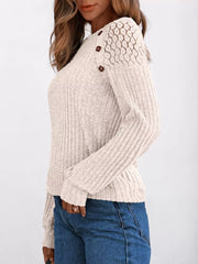 Ribbed Knit T-Shirt with Lace Shoulder Detail OutfitFlow