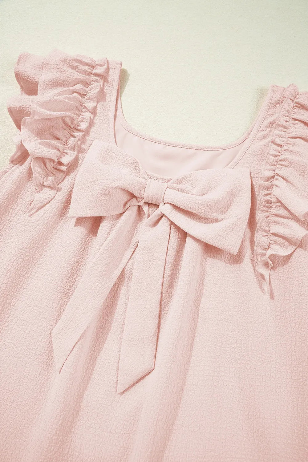 Ruffle Sleeve Bow Back Mini Dress OutfitFlow