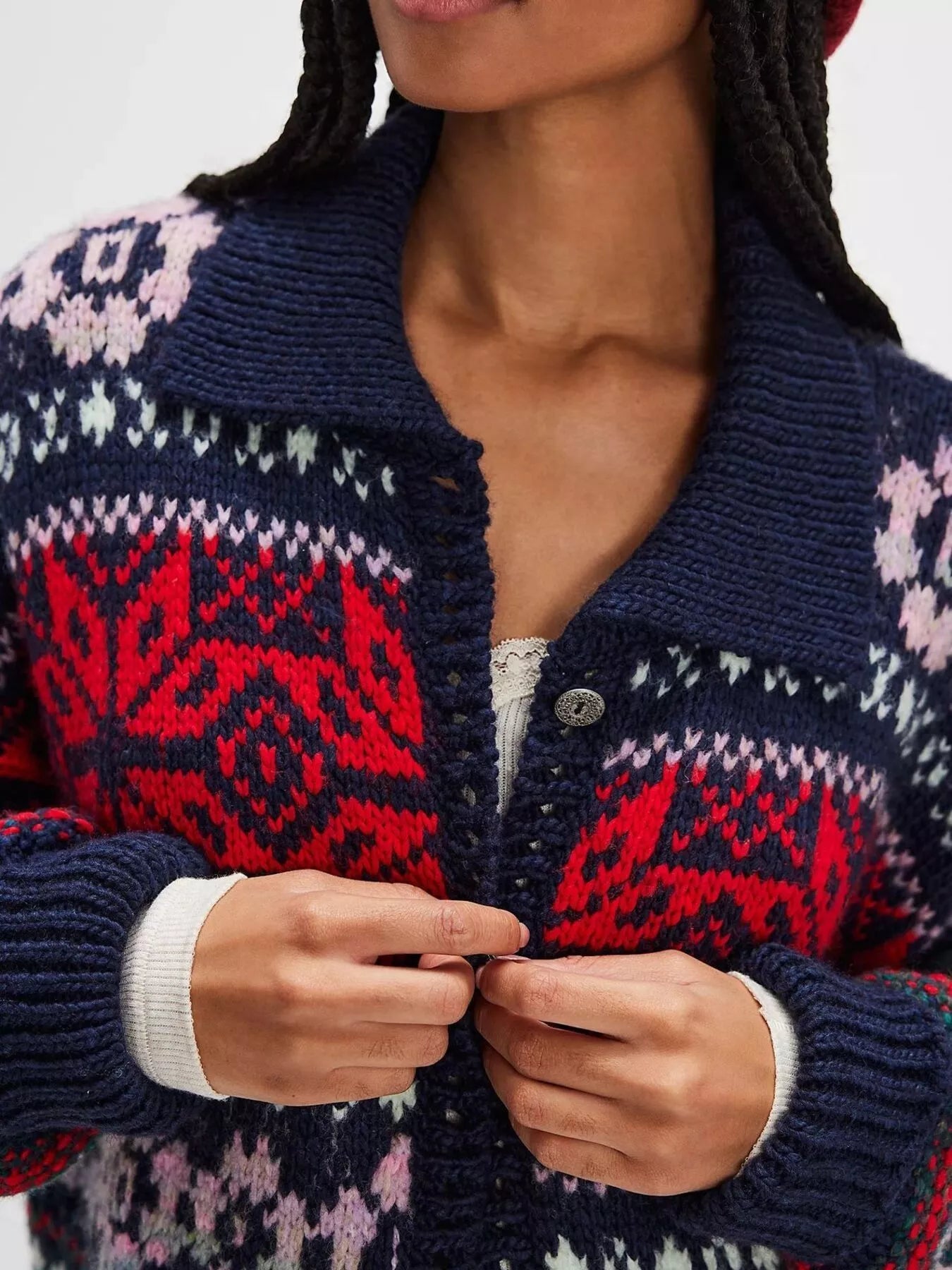 Vintage Button Up Knit Cardigan OutfitFlow