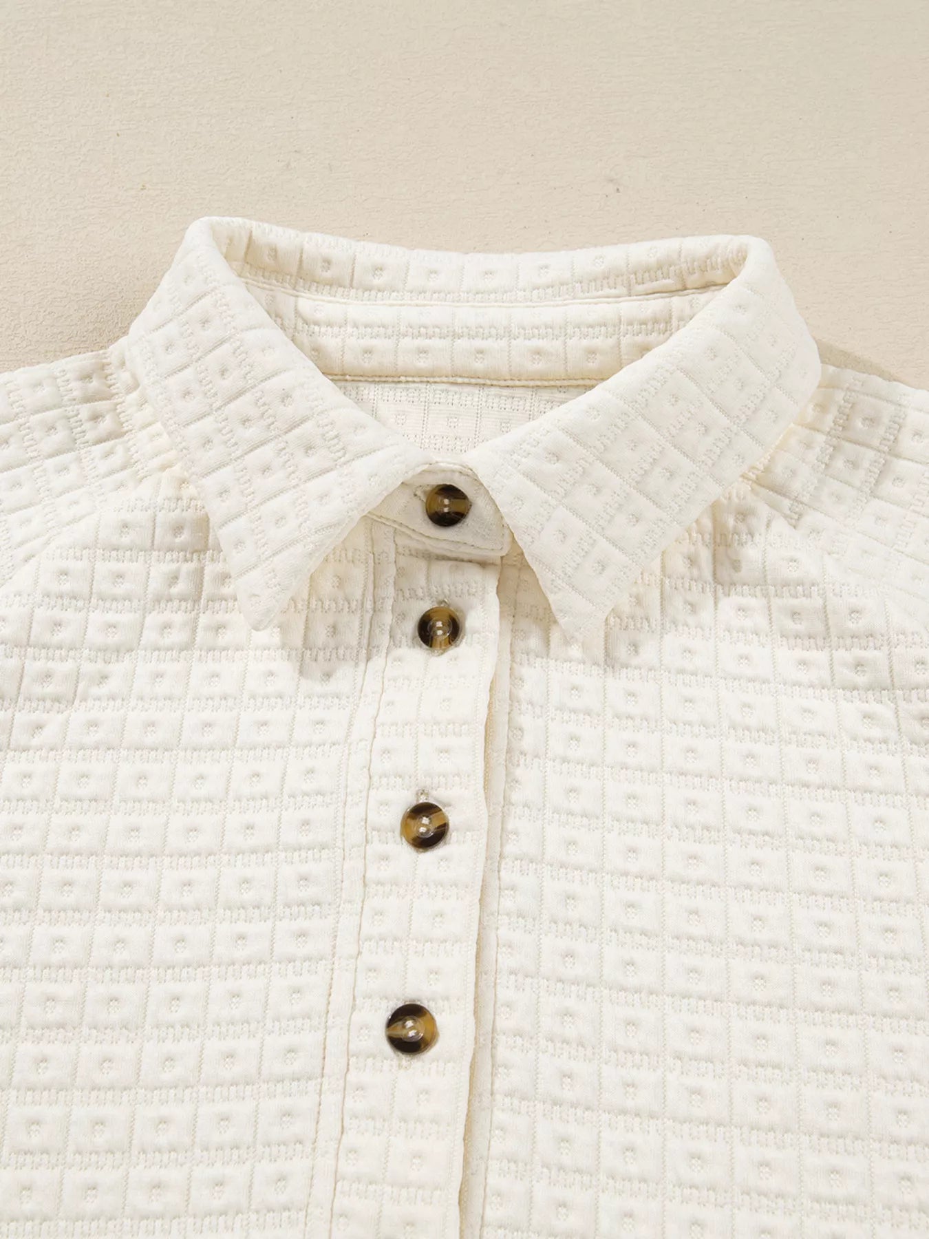 Textured Half Button Collared Sweatshirt OutfitFlow