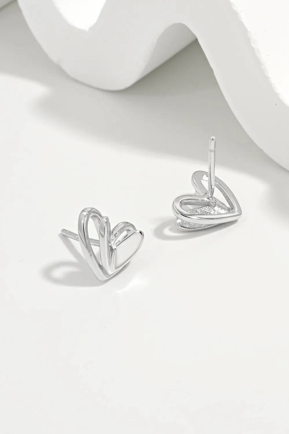 925 Sterling Silver Heart Stud Earrings OutfitFlow