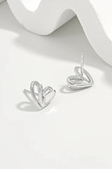 925 Sterling Silver Heart Stud Earrings OutfitFlow
