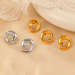 Titanium Steel Zircon Spiral Shape Earrings OutfitFlow