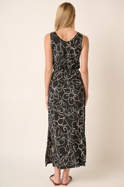 Mittoshop Side Slit Flower Print V-Neck Sleeveless Dress OutfitFlow