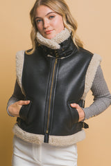 Love Tree Sherpa Zip Up Vest with Pockets