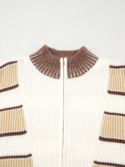 Stripe Half Zip Drop Shoulder Sweater OutfitFlow
