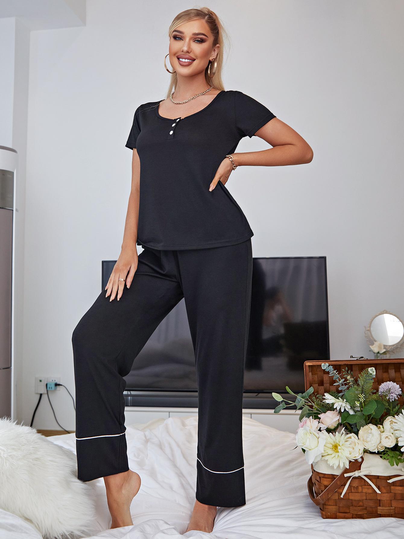 Outfit Flow - Scoop Neck Top and Elastic Waist Pants Lounge Set