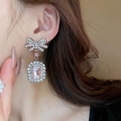Alloy Crystal Geometric Dangle Earrings OutfitFlow