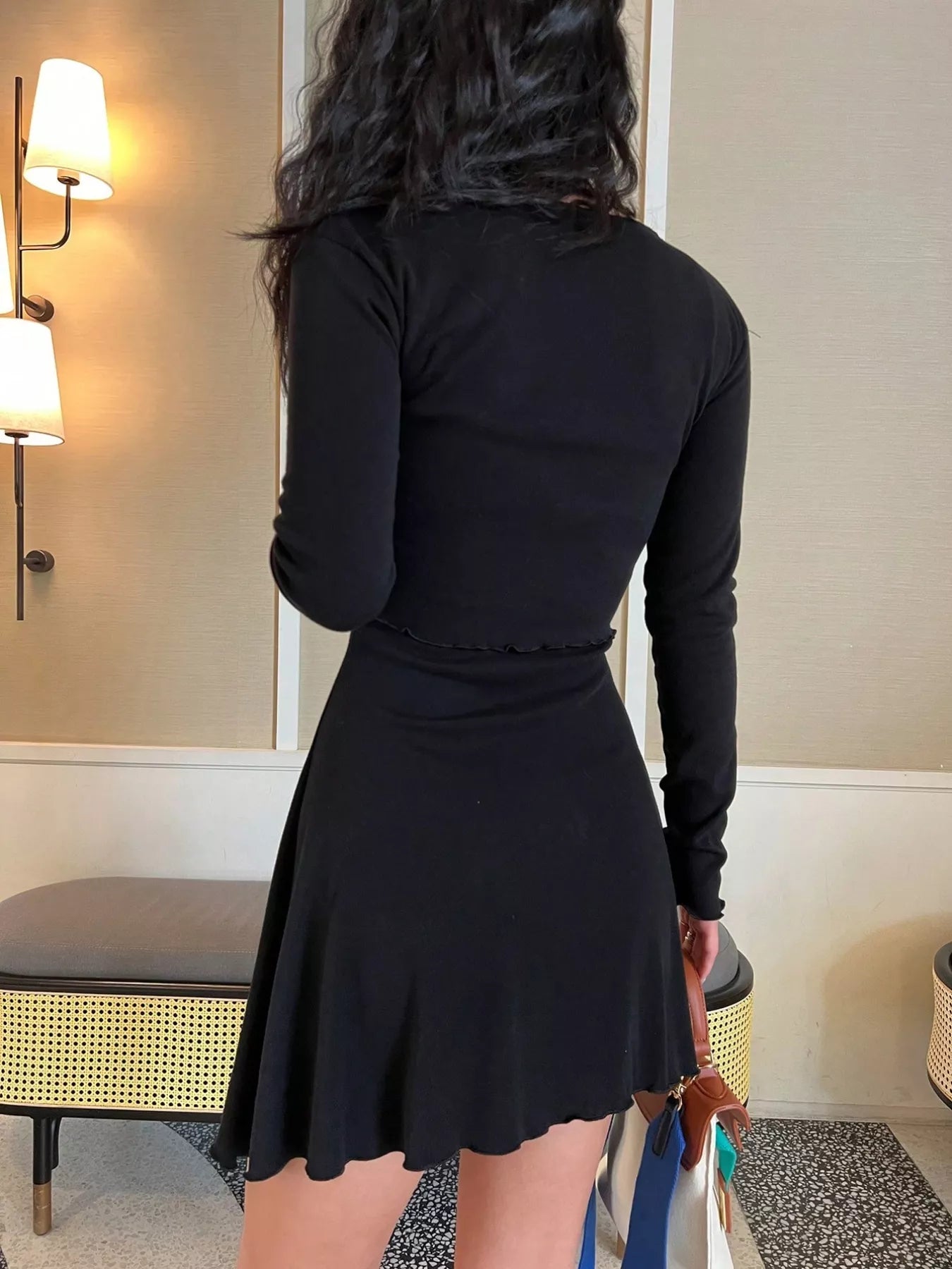 V-Neck Cami Dress and Cardigan Set OutfitFlow
