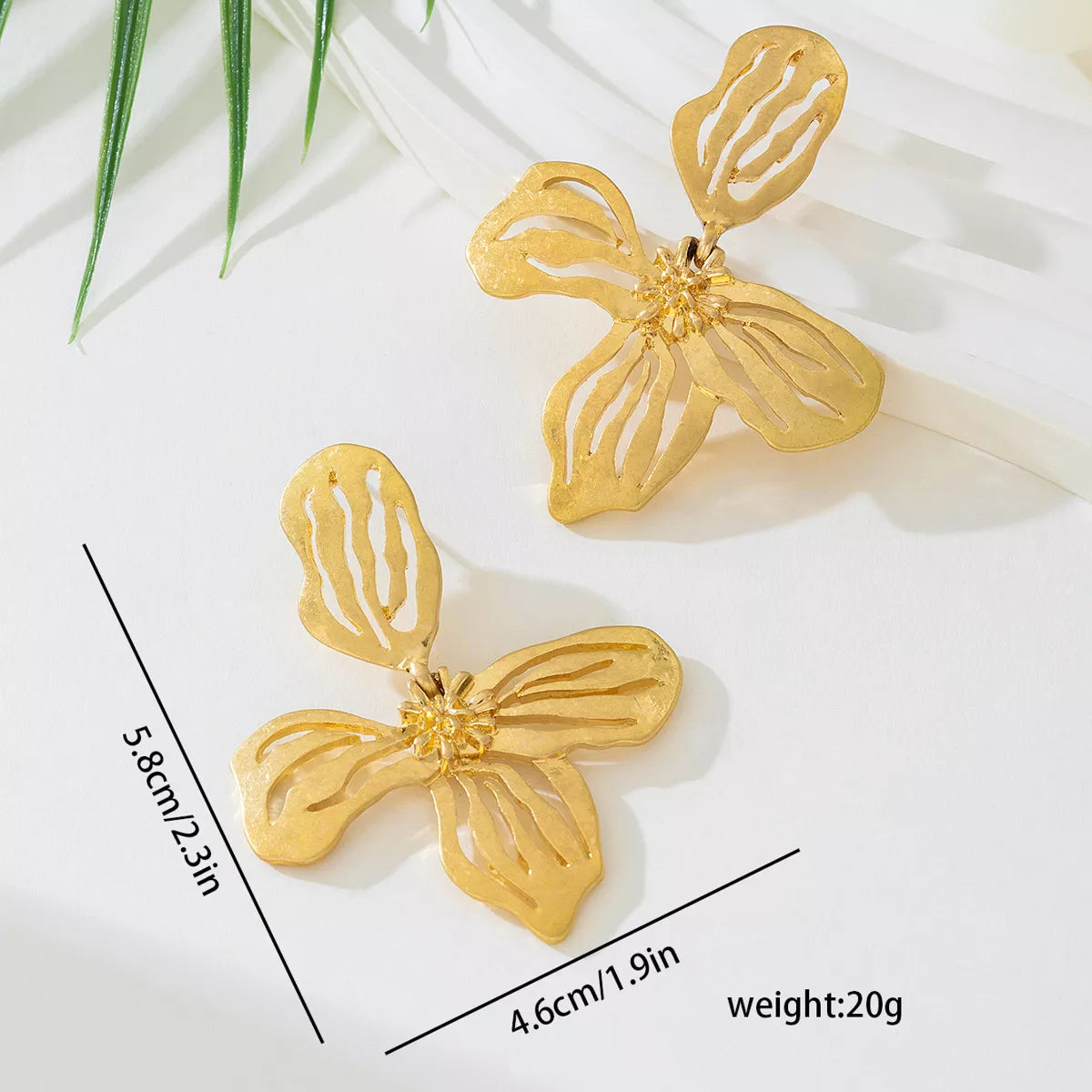 18K Gold-Plated Butterfly Flower Statement Earrings OutfitFlow