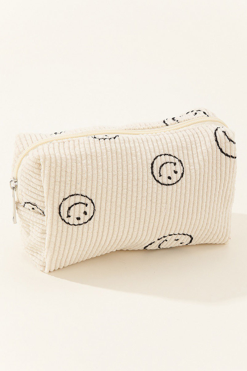 Outfit Flow - Zenana Smiley Face Corduroy Cosmetic Pouch