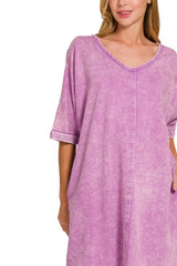 Zenana Acid-washed French Terry Tee Shirts Dress OutfitFlow
