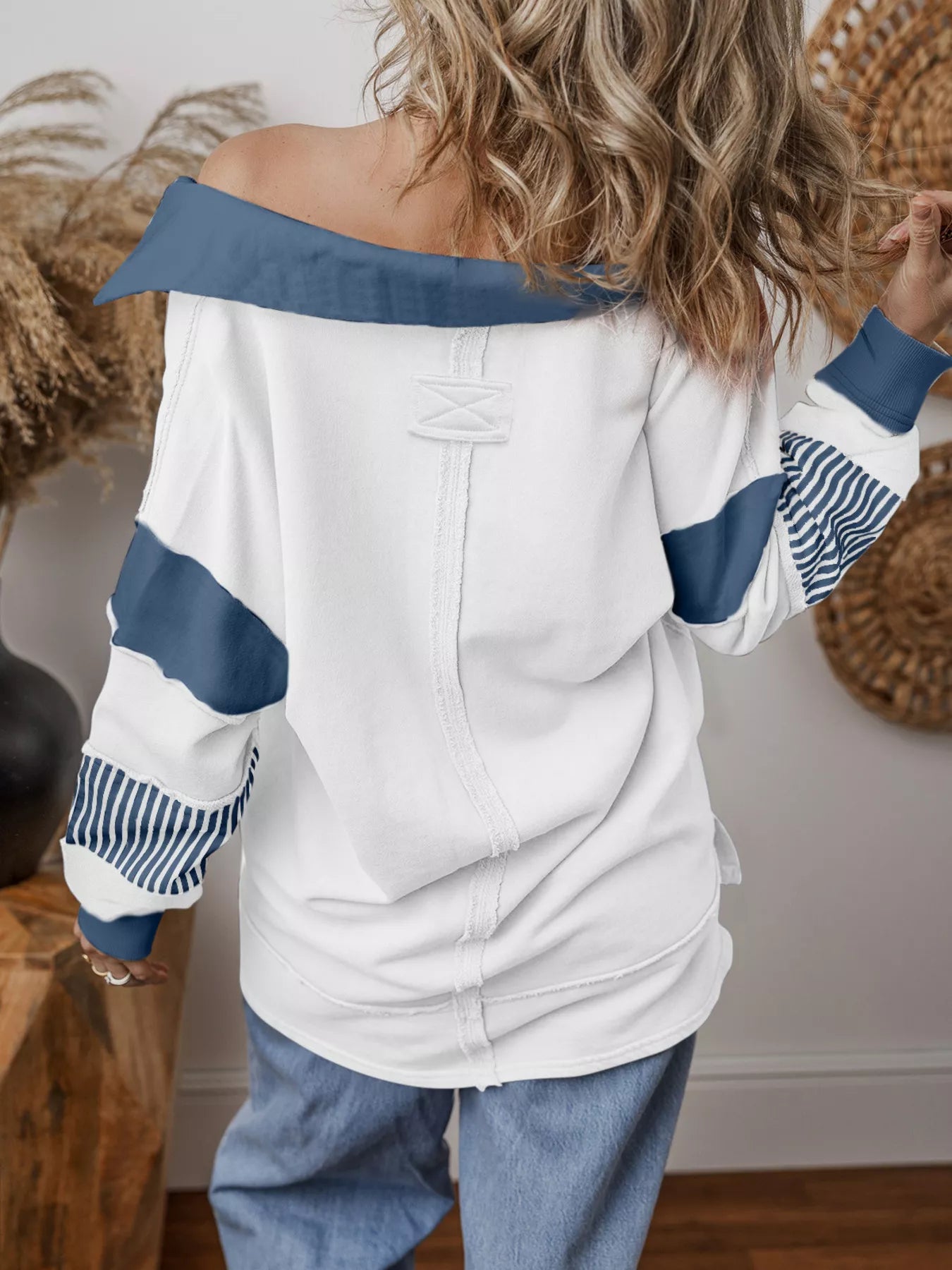 Striped Color Block Long Sleeve Sweatshirt OutfitFlow
