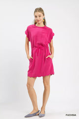 Umgee Linen Blend Scallop Hem Mini Dress OutfitFlow