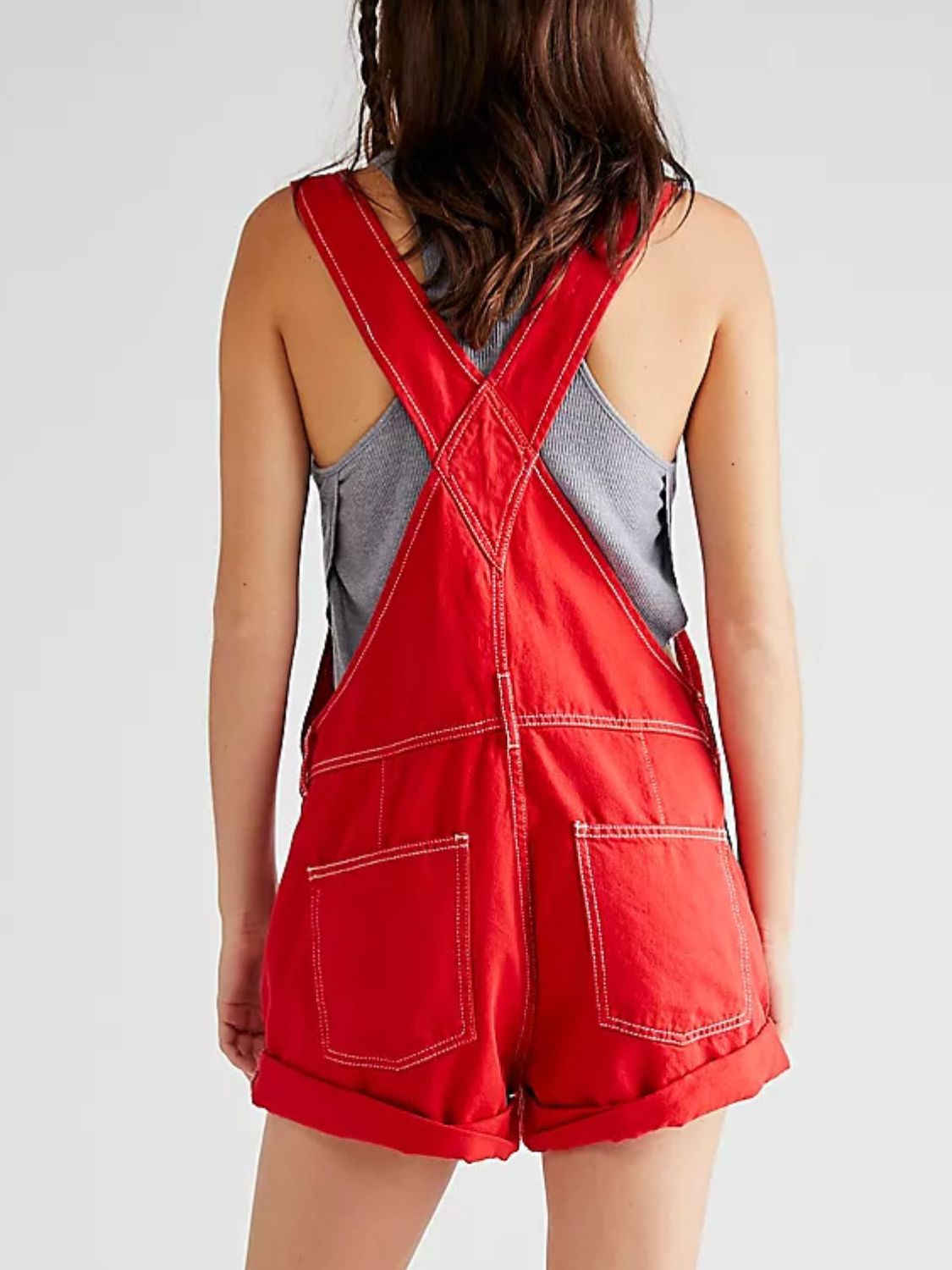 Wide Strap Square Neck Denim Overalls OutfitFlow