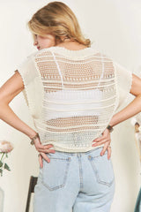 ADORA Drawstring Detail Crochet Top OutfitFlow