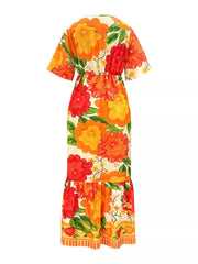 Floral Print V-Neck Maxi Dress Trendsi