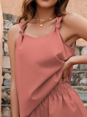 Knotted Strap Cami and Shorts Set OutfitFlow