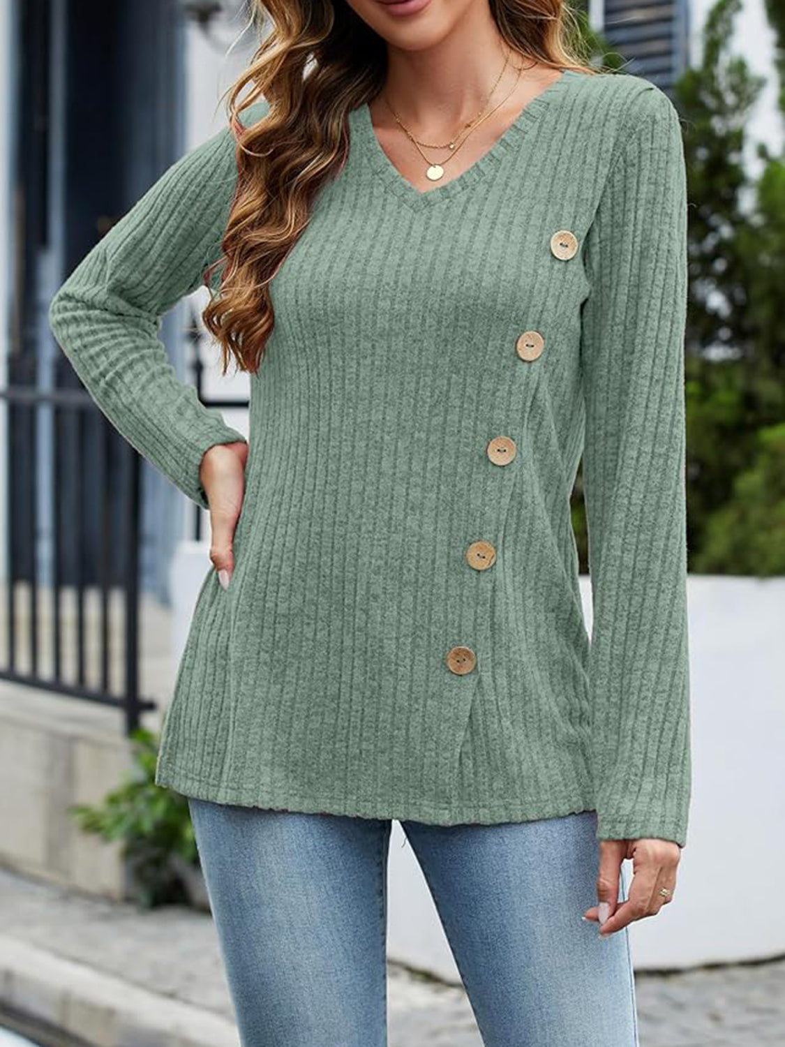 Outfit Flow - V-Neck Long Sleeve T-Shirt