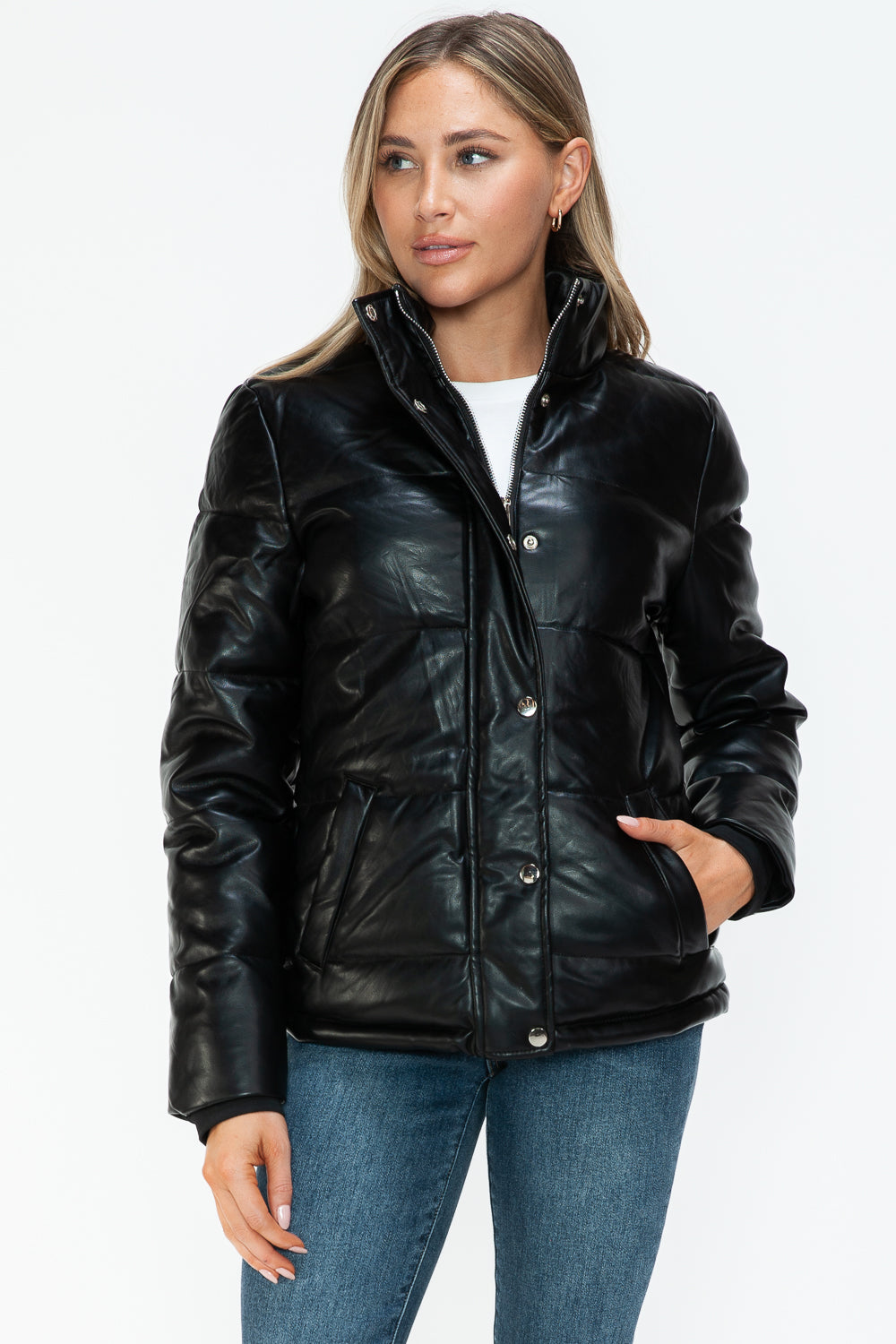 Outfit Flow - YMI Pocketed Zip Up Turtleneck Puffer Jacket