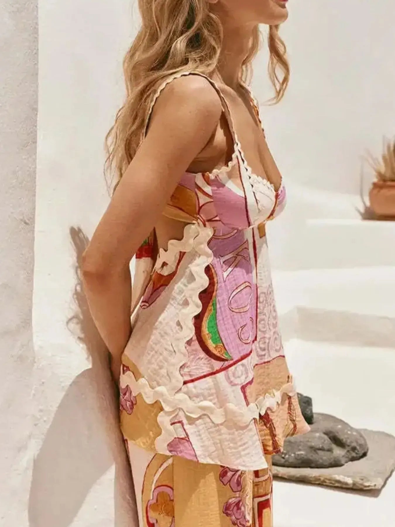 Tie Back Printed Cami and Pants Set OutfitFlow