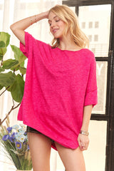 ADORA Drop Shoulder Loose Fit Knit Tunic Top OutfitFlow