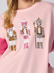 Nutcracker Long Sleeve Sweatshirt with Side Slit OutfitFlow