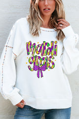MARDI GRAS Round Neck Long Sleeve Sweatshirt OutfitFlow