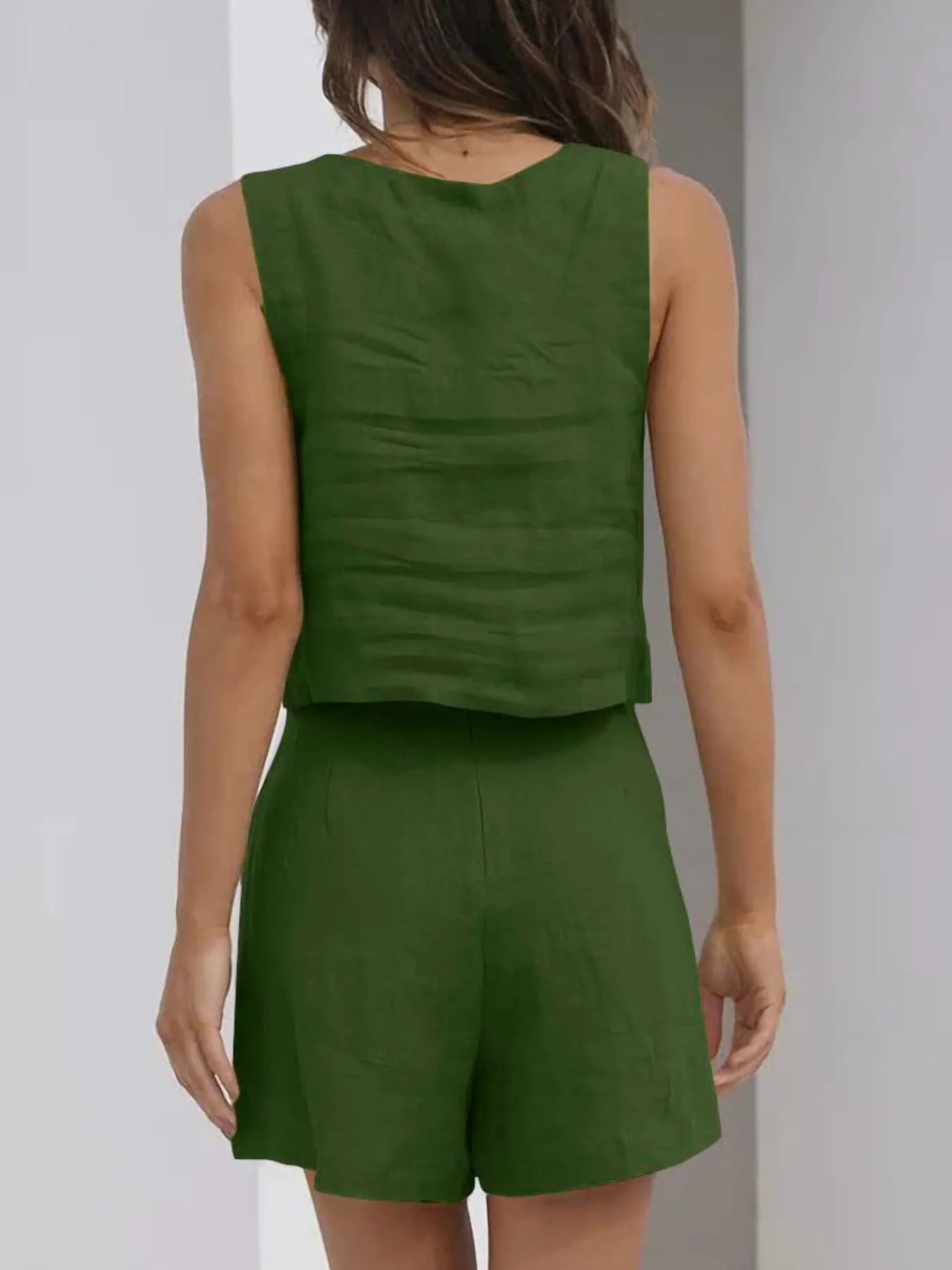 Square Neck Tank and Shorts Set OutfitFlow