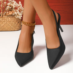 Point Toe Kitten Heels Pumps Black OutfitFlow