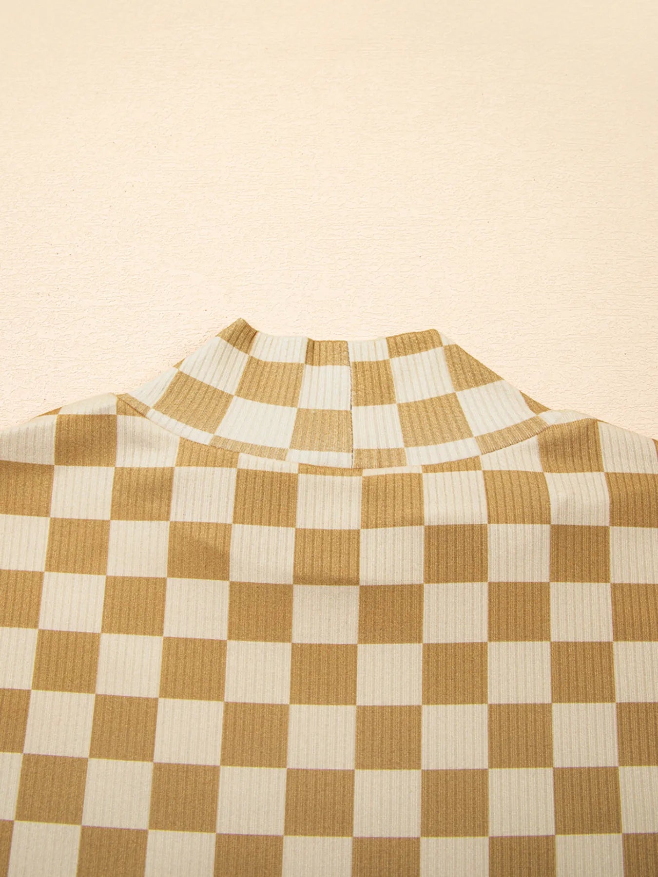Check Pattern Turtleneck Slim Long Sleeve Tee OutfitFlow