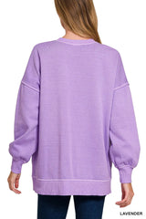 Zenana Pigment Dye Fleece Hi-low Hem Sweatshirt With Pocket Trendsi