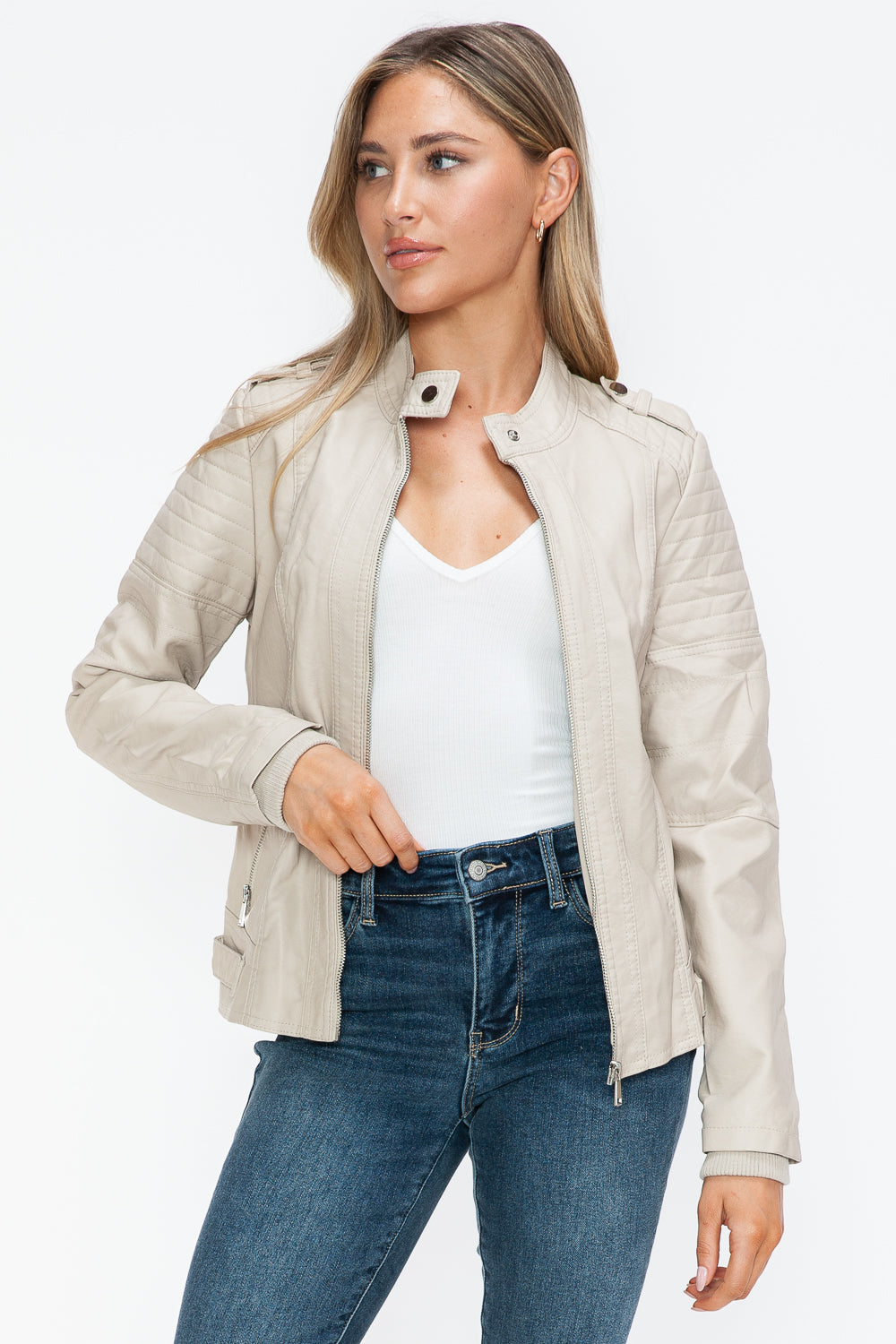 Outfit Flow - Snobbish PU Leather Biker Jacket with Side Zip Pockets