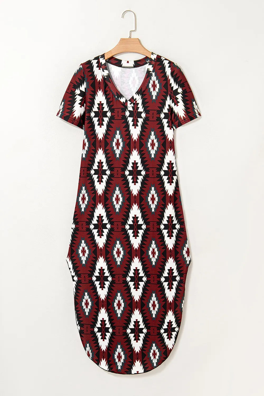 Aztec Print V-Neck Midi Dress OutfitFlow