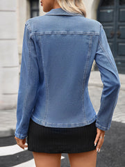 Button Up Long Sleeve Denim Jacket OutfitFlow