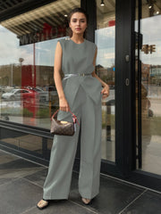Sleeveless Top and Pants Set OutfitFlow