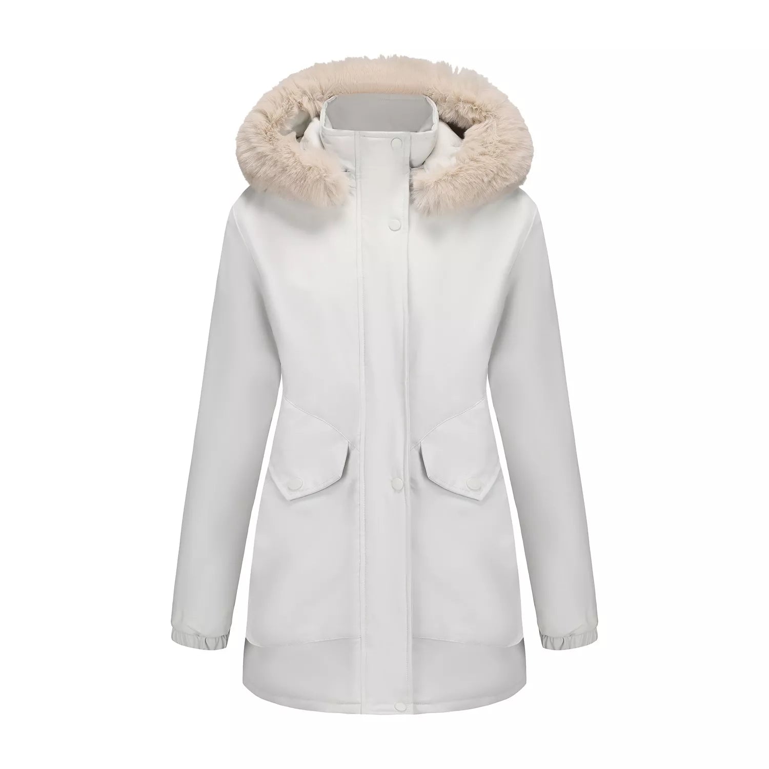 Full Size Fur Hooded Warm Winter Parka Outerwear Plus Size OutfitFlow