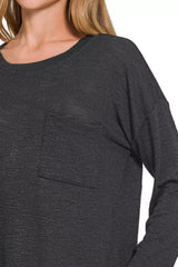 Zenana Slub Hacci Long Sleeve T-Shirt OutfitFlow