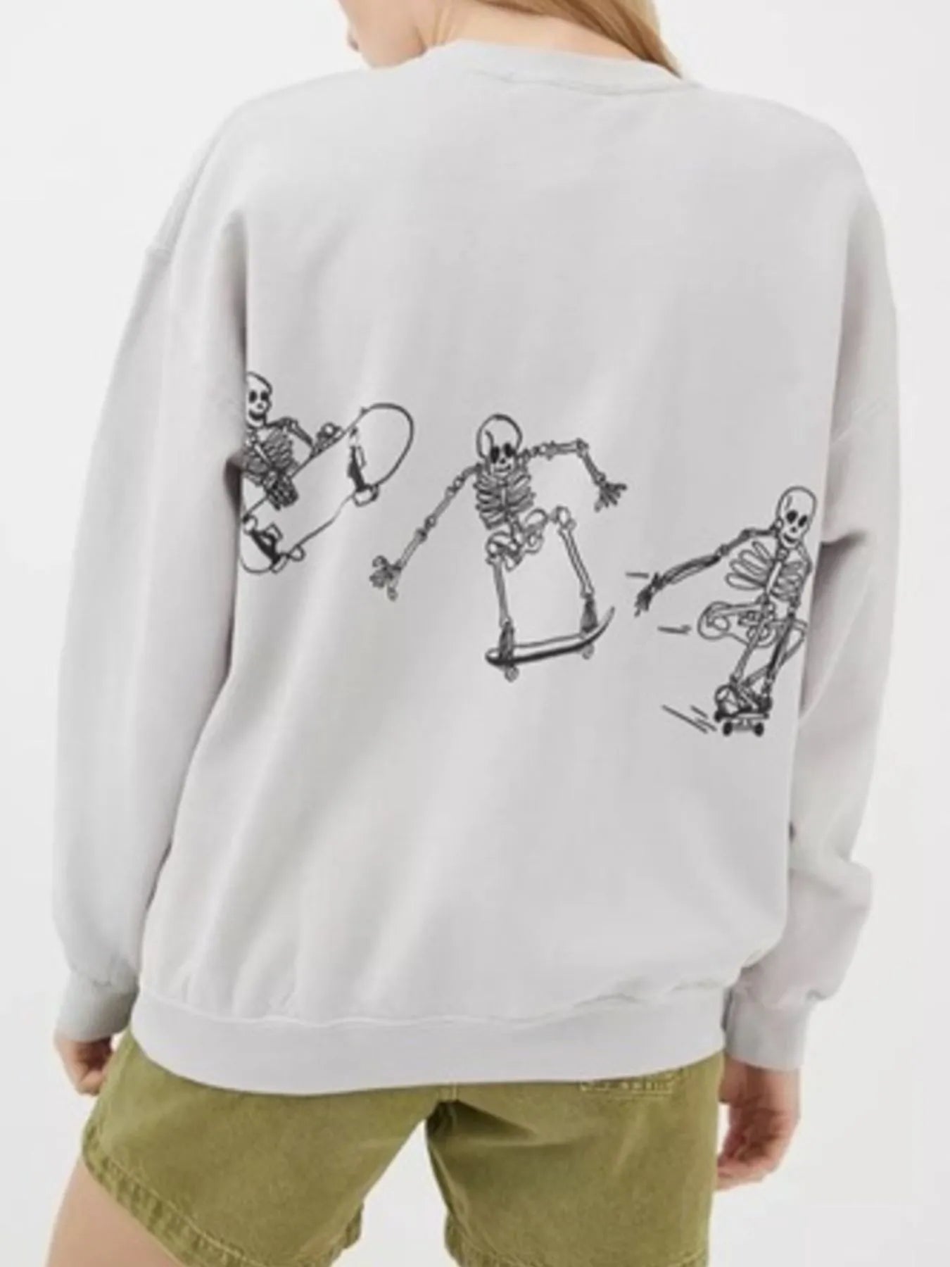 Skeleton Graphic Oversized Sweatshirt OutfitFlow