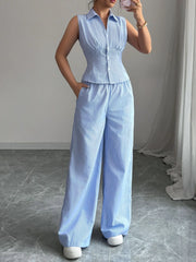 Striped Sleeveless Top and Pants Set OutfitFlow