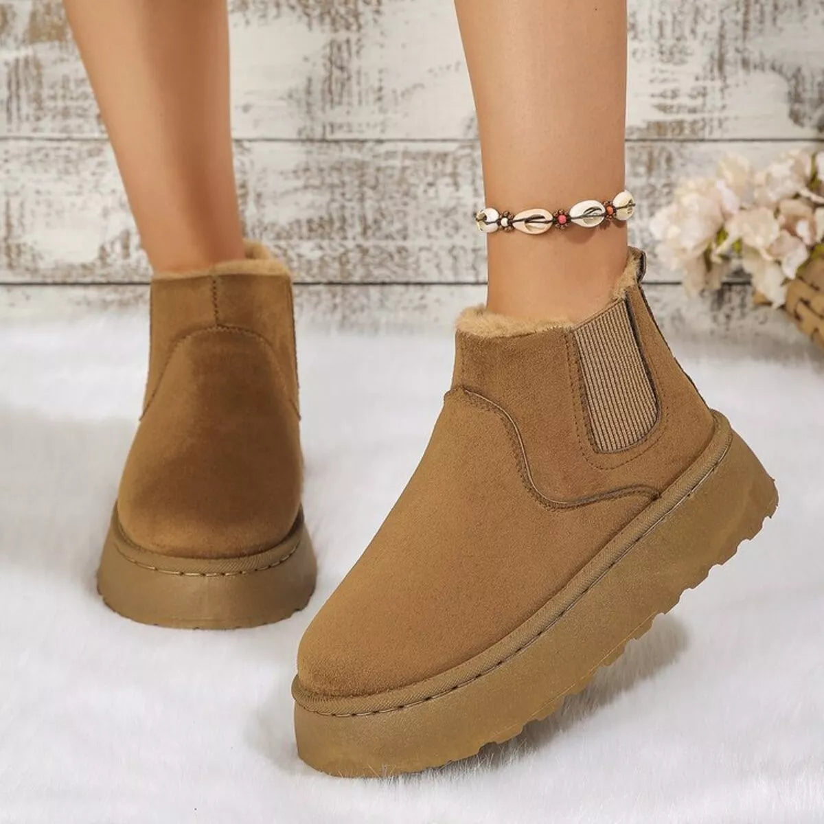 Round Toe Platform Ankle Boots Trendsi