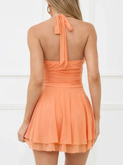 Layered Halter Neck Mini Dress OutfitFlow