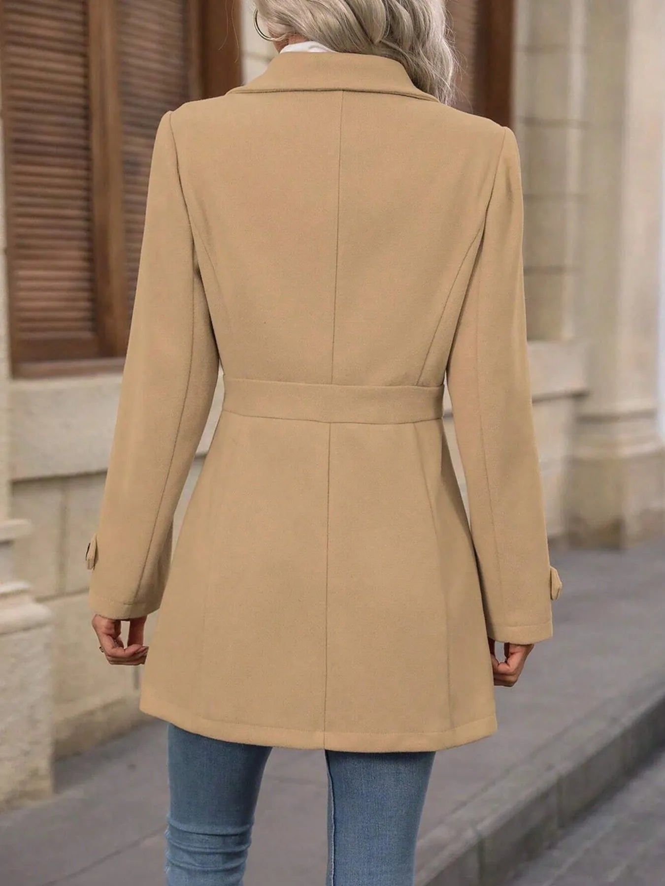 Button Up Long Sleeve Coat Trendsi